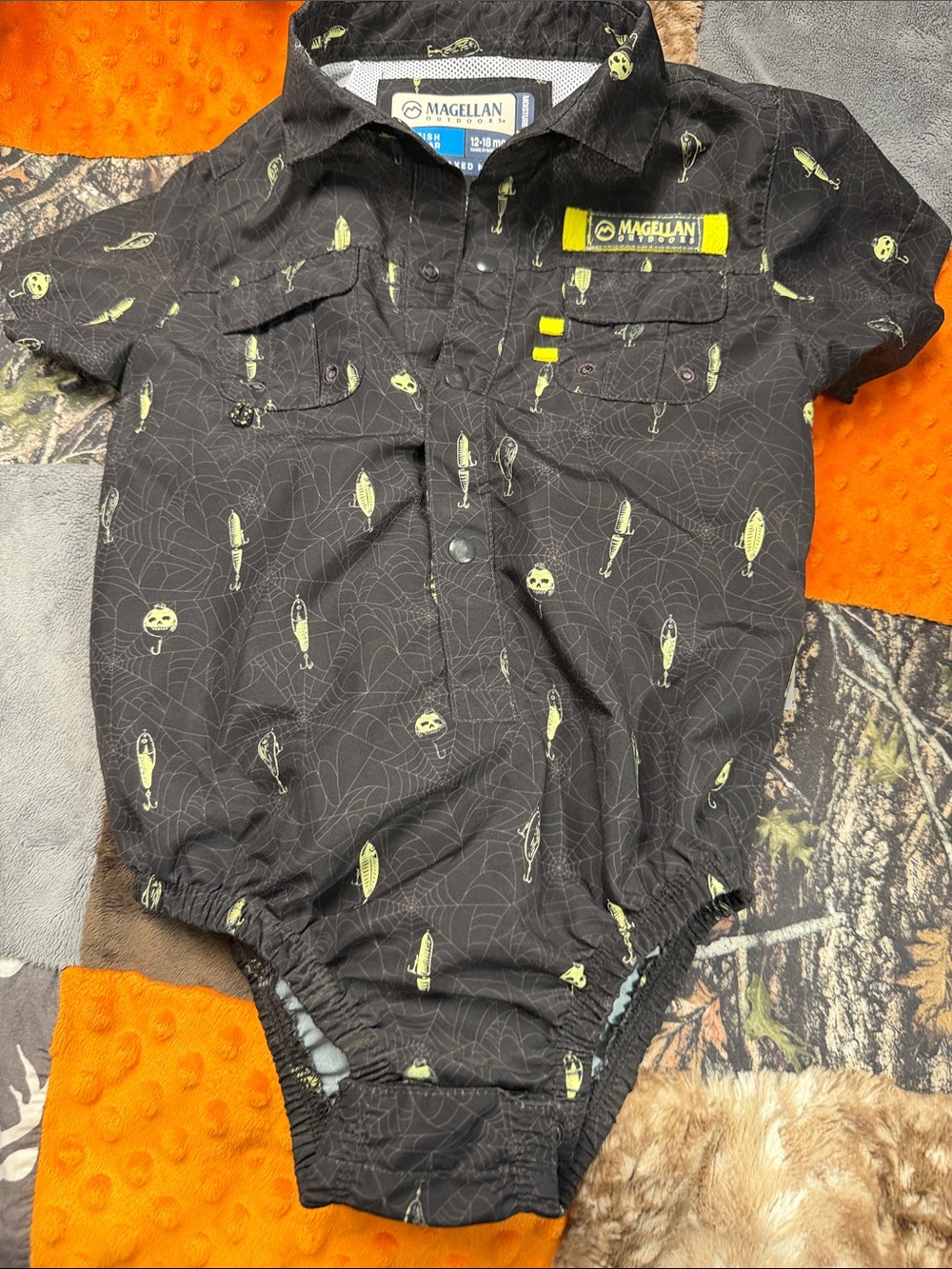 Magellan glow in the dark fishing 18mo onesie